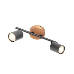 Bestpreis ✔️ QAZQA Industriële spot zwart met hout kantelbaar 2-lichts - Jeana 🌟 -Deckenleuchten Verkaufs-Shop 1014 105641 8