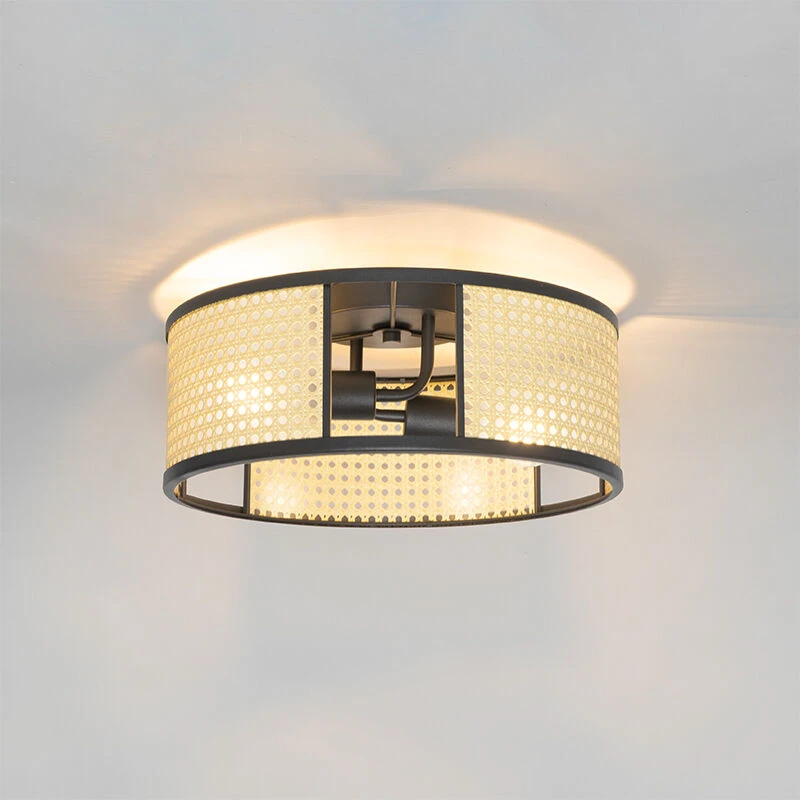 Am billigsten 😉 QAZQA Retro-Deckenleuchte schwarz mit Rattan 40 cm - Akira 💯 13 Am billigsten 😉 QAZQA Retro-Deckenleuchte schwarz mit Rattan 40 cm - Akira 💯 – Bild 13