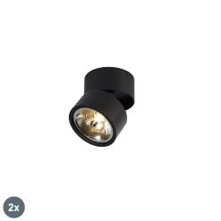 Aktion ✔️ QAZQA Set mit 2 modernen Scheinwerfern schwarz verstellbar - Go Nine Tubo 😉