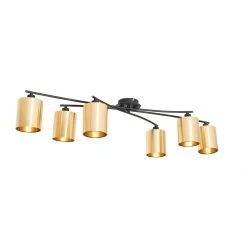 Neu ✨ QAZQA Moderne plafondlamp zwart met goud 6-lichts - Lofty 🎁 -Deckenleuchten Verkaufs-Shop 1065 105426 7
