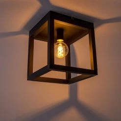 Brandneu 🌟 QAZQA Industrielle Deckenleuchte schwarz - Big Cage 2 😍 -Deckenleuchten Verkaufs-Shop 1078 98922 11