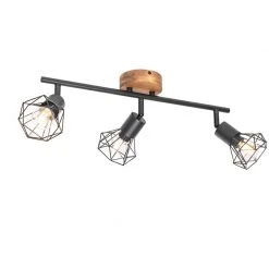 Bestpreis ❤️ QAZQA Spot zwart met hout draai- en kantelbaar 3-lichts - Mosh ✨ -Deckenleuchten Verkaufs-Shop 1110 105639 5
