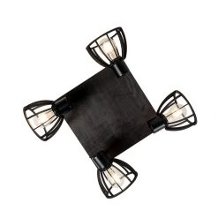 Bestpreis 👏 QAZQA Industrielle Deckenlampe schwarz 4-flammig - Fotu 👍 -Deckenleuchten Verkaufs-Shop 1112 102381 9