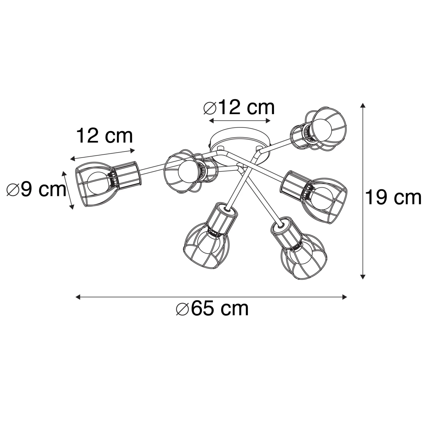 Angebote ✔️ QAZQA Moderne Deckenleuchte schwarz 65 cm 6-Lichter - Botu ❤️ 4 Angebote ✔️ QAZQA Moderne Deckenleuchte schwarz 65 cm 6-Lichter - Botu ❤️ – Bild 4