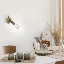 Budget ✨ Paul Neuhaus Land Wandleuchte Holz mit Stahl verstellbar - Maris 👏