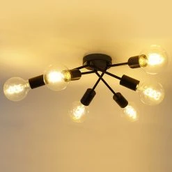 Brandneu 👏 QAZQA Design Deckenleuchte schwarz 6-Licht - Sputnik ✔️ -Deckenleuchten Verkaufs-Shop 1143 102454 19