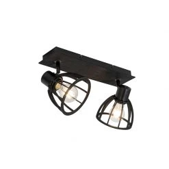 Schlussverkauf 😍 QAZQA Industrielle Deckenlampe schwarz 2-flammig - Fotu 💯 -Deckenleuchten Verkaufs-Shop 1160 102379 10