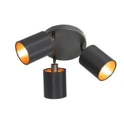 Besorgen 😍 QAZQA Spot zwart met gouden binnenkant 3-lichts - Lofty 🎁 -Deckenleuchten Verkaufs-Shop 1167 105418 7