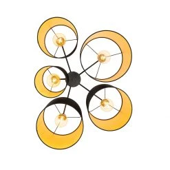 Aktion 🎁 QAZQA Plafondlamp zwart met gouden binnenkant 5-lichts - Multidrum 😉 -Deckenleuchten Verkaufs-Shop 1187 105736 7