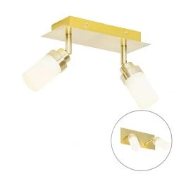 Bester Verkauf ✨ QAZQA Moderne badkamer spot messing 2-lichts IP44 - Japie 🧨