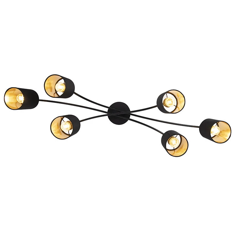 Bester Verkauf 🎉 QAZQA Moderne Deckenleuchte schwarz 6-Flammig - Lofty 🛒 7 Bester Verkauf 🎉 QAZQA Moderne Deckenleuchte schwarz 6-Flammig - Lofty 🛒 – Bild 7