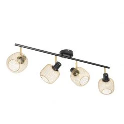 Budget 🌟 QAZQA Industriespot schwarz mit goldenen 4-Lichtern - Bliss Mesh 🔥 -Deckenleuchten Verkaufs-Shop 1253 104483 13