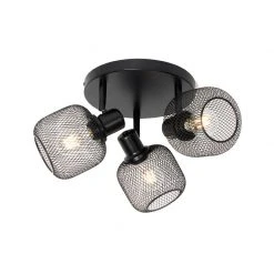 Billig 👍 QAZQA Industriespot schwarz 3-flammig - Bliss Mesh 🧨 -Deckenleuchten Verkaufs-Shop 1264 104480 2