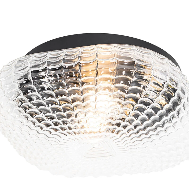 Bester Verkauf ❤️ QAZQA Klassische Deckenleuchte schwarz mit Klarglas 30 cm IP44 - Damian 🌟 2 Bester Verkauf ❤️ QAZQA Klassische Deckenleuchte schwarz mit Klarglas 30 cm IP44 - Damian 🌟 – Bild 2