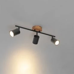 Beste Bewertungen von 🎉 QAZQA Industriële spot zwart met hout kantelbaar 3-lichts - Jeana 💯 -Deckenleuchten Verkaufs-Shop 1307 105642 9