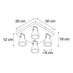 Budget 👏 QAZQA Industrielle Deckenlampe Holz mit Beton 4-flammig - Creto 🌟 -Deckenleuchten Verkaufs-Shop 1318 104422 4