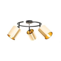 Bester Verkauf 🎁 QAZQA Moderne plafondlamp zwart met goud 3-lichts - Lofty ✔️ -Deckenleuchten Verkaufs-Shop 1341 105424 9