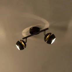 Brandneu ✔️ QAZQA Moderner Spot 2-Flammig schwarz mit goldener Innenseite - Buell Deluxe 🧨 26 Brandneu ✔️ QAZQA Moderner Spot 2-Flammig schwarz mit goldener Innenseite - Buell Deluxe 🧨 -Deckenleuchten Verkaufs-Shop 1342 97927 12