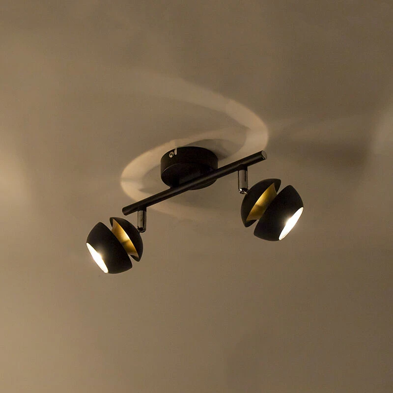 Brandneu ✔️ QAZQA Moderner Spot 2-Flammig schwarz mit goldener Innenseite - Buell Deluxe 🧨 13 Brandneu ✔️ QAZQA Moderner Spot 2-Flammig schwarz mit goldener Innenseite - Buell Deluxe 🧨 – Bild 13