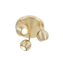 Am billigsten 👍 QAZQA Retro Rundstrahler Messing mit Deckenplatte 3 Leuchten - Gissi 🥰 -Deckenleuchten Verkaufs-Shop 1349 96506 5