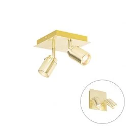 Top 10 👏 QAZQA Professional Moderne badkamer spot messing vierkant 2-lichts IP44 - Ducha 🔔