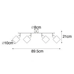 Top 10 🎁 QAZQA Deckenstrahler Stahl mit weißem Schirm 4-Licht verstellbar - Hetta 🧨 -Deckenleuchten Verkaufs-Shop 1381 102397 3