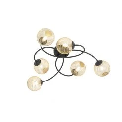 Top 10 ⌛ QAZQA Moderne Deckenleuchte schwarz mit goldenen 6-Lichtern - Athens Wire 🧨 -Deckenleuchten Verkaufs-Shop 1436 103146 8