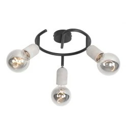 Auslauf 🎉 QAZQA Pafond Spot schwarz mit Beton 3-Licht - Pedra 🧨