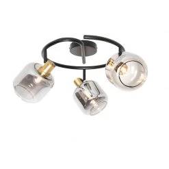 Top 10 ⭐ QAZQA Plafondspot zwart met smoke glas rond 3-lichts - Zuzanna 🛒