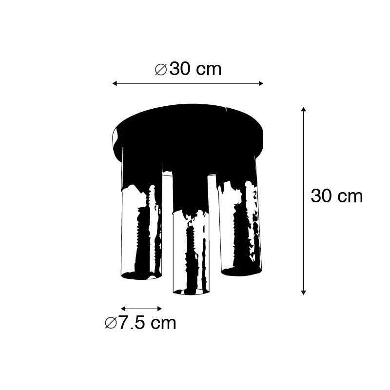 Billig 👍 QAZQA Industrielle Deckenlampe schwarz mit goldenem rundem 3-Licht - Raspi ✨ 4 Billig 👍 QAZQA Industrielle Deckenlampe schwarz mit goldenem rundem 3-Licht - Raspi ✨ – Bild 4