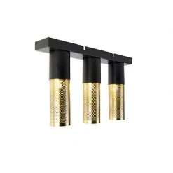 Top 10 👍 QAZQA Industrielle Deckenlampe schwarz mit goldenem länglichem 3-Licht - Raspi 👏 -Deckenleuchten Verkaufs-Shop 1489 104457 7