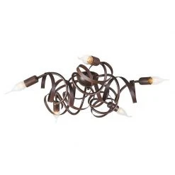 Brandneu ✔️ QAZQA Rustikale braune Deckenleuchte - Ricciolo 5 🤩 -Deckenleuchten Verkaufs-Shop 1499 90274 2