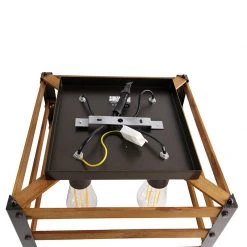 Rabatt 🥰 QAZQA Industrielle Deckenleuchte schwarz mit Holz 4-Licht - Paleta Mai ✔️ -Deckenleuchten Verkaufs-Shop 1502 103185 8