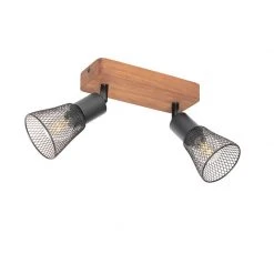 Coupon ⌛ QAZQA Industriële spot zwart met hout 2-lichts - Kristina 🌟 -Deckenleuchten Verkaufs-Shop 1505 105634 13