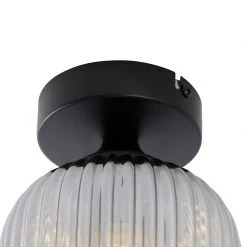 Billig 👏 QAZQA Art Deco Deckenleuchte schwarz mit Rauchglas - Banci 🤩 -Deckenleuchten Verkaufs-Shop 1534 103530 6