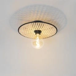 Blitzangebot 🤩 QAZQA Country Decken- und Wandleuchte schwarz mit Rattan 35 cm - Kata 🌟 -Deckenleuchten Verkaufs-Shop 1557 105552 9