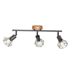 Bestpreis ❤️ QAZQA Spot zwart met hout draai- en kantelbaar 3-lichts - Mosh ✨ -Deckenleuchten Verkaufs-Shop 1557 105639 6