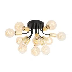 Aktion ⭐ QAZQA Moderne Deckenlampe schwarz mit goldenen 10-Lichtern - Juul 🤩