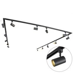 Schlussverkauf 🤩 QAZQA Modernes Schienensystem schwarz mit 14 Spots 1-phasig - Jeana ⭐