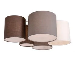 Billig 🎉 QAZQA Plafondlamp wit grijs en bruin 5-lichts - Multidrum 🌟 -Deckenleuchten Verkaufs-Shop 1653 105742 9