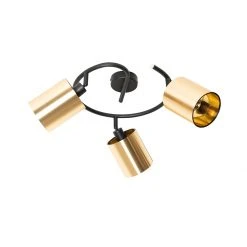 Bester Verkauf 🎁 QAZQA Moderne plafondlamp zwart met goud 3-lichts - Lofty ✔️ -Deckenleuchten Verkaufs-Shop 1665 105424 13