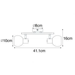 Am billigsten 🔥 QAZQA Art Deco Deckenleuchte schwarz mit Rauchglas 2-Licht - Vidro 🔔 -Deckenleuchten Verkaufs-Shop 1684 102478 3
