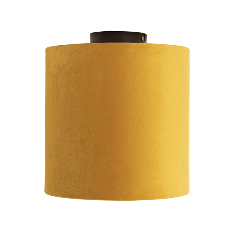 Brandneu 🎉 QAZQA Deckenleuchte mit Samtschirm ocker/gold 25cm - Combi schwarz ⌛ 5 Brandneu 🎉 QAZQA Deckenleuchte mit Samtschirm ocker/gold 25cm - Combi schwarz ⌛ – Bild 5