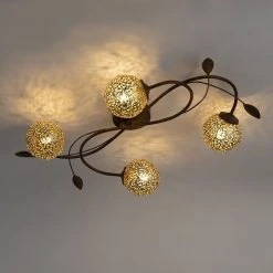 Besorgen 🤩 Paul Neuhaus Ländliche Deckenleuchte 4-flammig in rostbraun - Kreta 😍 -Deckenleuchten Verkaufs-Shop 1705 95841 9