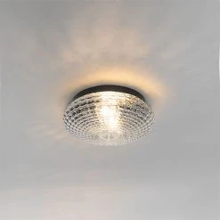 Angebote ⭐ QAZQA Klassische Deckenleuchte schwarz mit Rauchglas 30 cm IP44 - Nohmi 😀 -Deckenleuchten Verkaufs-Shop 1714 104977 9