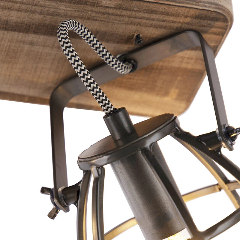 Auslauf 👍 QAZQA Industriestrahler schwarz mit Holz verstellbar 2-Licht - Arthur ❤️ 6 Auslauf 👍 QAZQA Industriestrahler schwarz mit Holz verstellbar 2-Licht - Arthur ❤️ – Bild 6