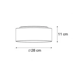 Neu 🎉 QAZQA Deckenleuchte grau 28 cm inkl. LED - Drum Combi 🔔 -Deckenleuchten Verkaufs-Shop 1728 93959 3