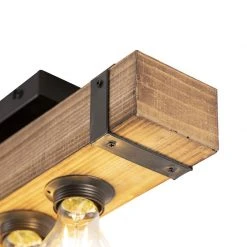 Blitzangebot 🥰 QAZQA Smarte Industrie-Deckenleuchte Holz mit Stahl inkl. 4 WiFi A60 - Reena 🥰 -Deckenleuchten Verkaufs-Shop 1739 104679 2