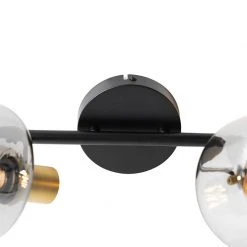 Besorgen 🌟 QAZQA Plafondspot zwart met goud met smoke glas 2-lichts - Zuzanna ✔️ -Deckenleuchten Verkaufs-Shop 1757 105502 6