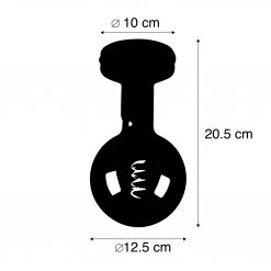 Schlussverkauf 👏 QAZQA Design Deckenleuchte schwarz mit G125 Rauchglas - Facile 🔥 -Deckenleuchten Verkaufs-Shop 1768 103600 4